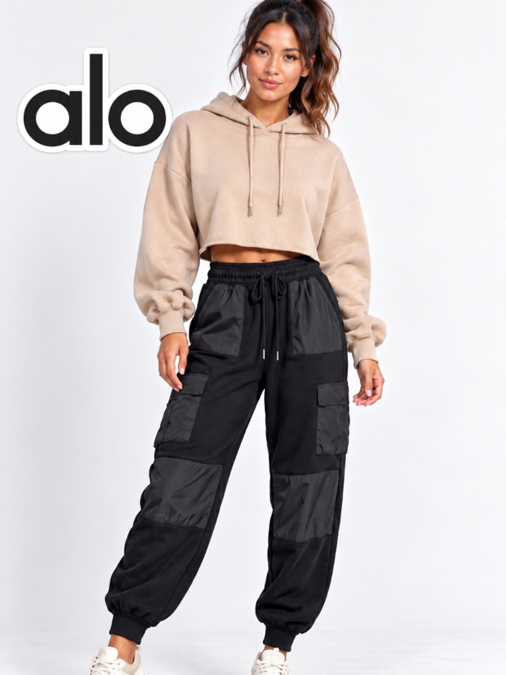Alo Yoga Black Patchwork Cargo Jogger Pants